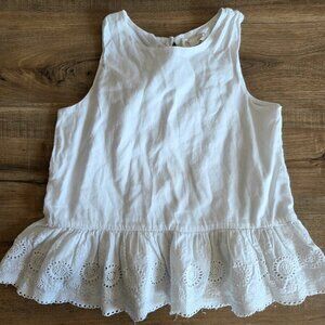 Tucker + Tate 100% Cotton White Girls Blouse Eyelet Ruffle 8